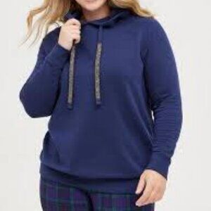 Torrid Navy Blue Hoodie w/ Embellished Drawstrings Super Soft Cozy